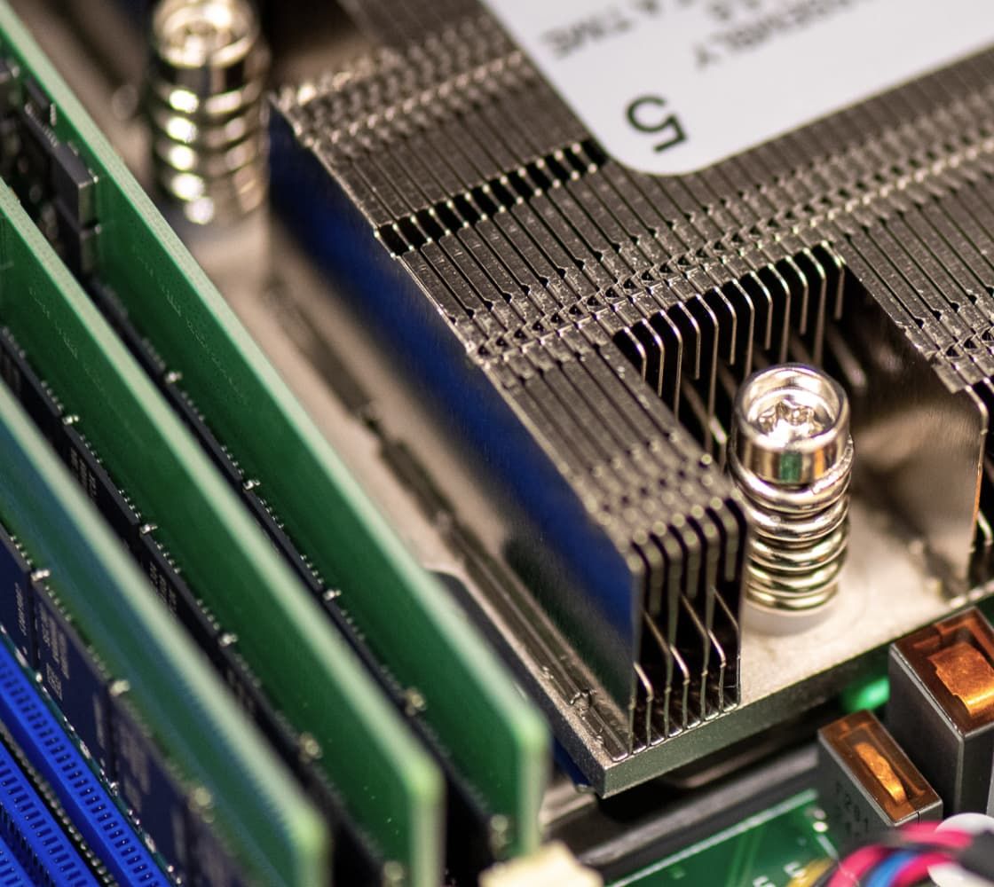 Close-up view of server hardware components